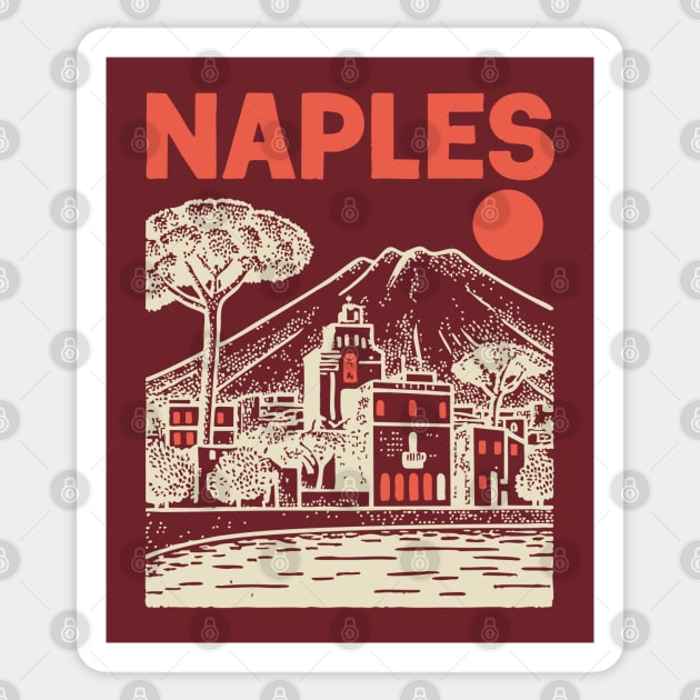 Naples Italy - Vintage Graphic Travel Poster Sticker by TuncGK